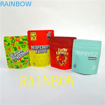 Özel Baskılı Yumuşak Dokunuş Koku Korumalı Stand Up Çocuk Korumalı kilitli Mat Mylar Çantalar Kurutulmuş çiçekler için ambalaj bırakın