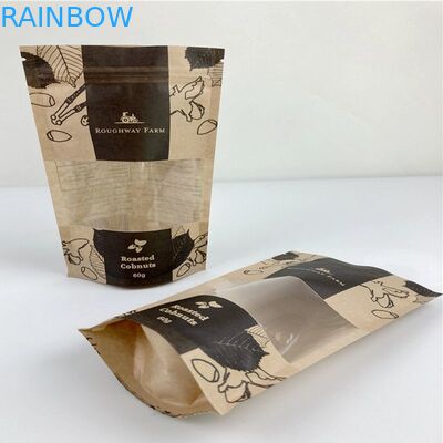 Dijital Baskılı Stand Up Torba Kraft Kağıt Koku Korumalı Çantalar Pencereli Gıda Ambalajı Doypack