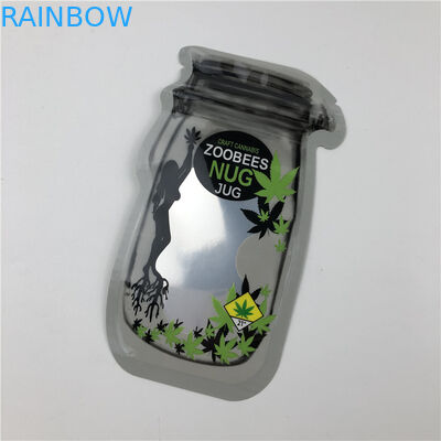 CBD Tohumları için Mason Kavanoz Torbaları CBD Çiçek Sakızları THC Indica Yaprak Düzensiz Fermuarlı Ambalaj Torbaları