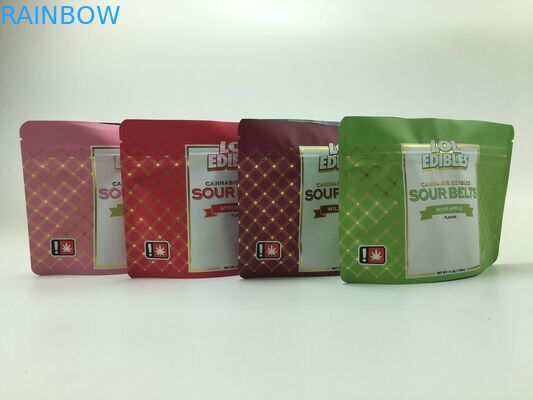 Özel Baskılı Üç Taraflı Mühür Tütün Yaprağı Yağ Torbası Bitkisel Otlar CBD Yağ Kapsülü Fermuarlı Çanta