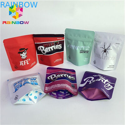 Özel Baskılı Üç Taraflı Mühür Tütün Yaprağı Yağ Torbası Bitkisel Otlar CBD Yağ Kapsülü Fermuarlı Çanta