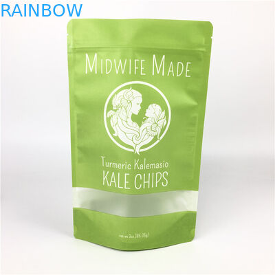 Özel Baskılı Gıda Sınıfı Stand Up Zip Kilit Mühür Plastik Folyo Bisküvi Cips Şeffaf Pencereli Kağıt Ambalaj Torbaları