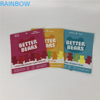 Üç Taraflı Mühür Düz Isı Sızdırmazlık Aperatif Çerez Yenilebilir CBD THC Gummies Biyobozunur Ambalaj Torbaları