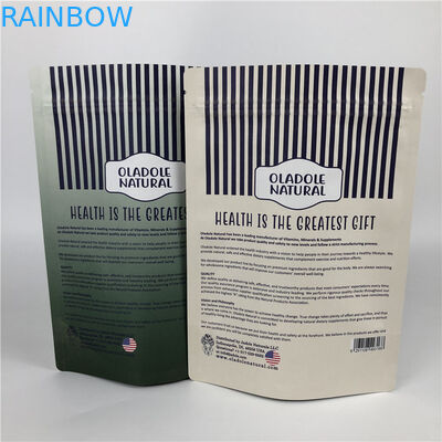 Özel Baskı Cipsleri Zip Kilidi Stand Up Kılıfı Beyaz Kraft Kağıt Torbalar