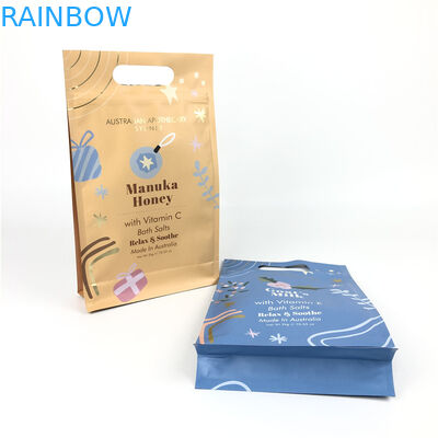 Düz Tabanlı Zip Kilidi Gıda Sınıfı Düz ​​Tabanlı Çantalar, Vücut Ovma Paketleme için Saplı