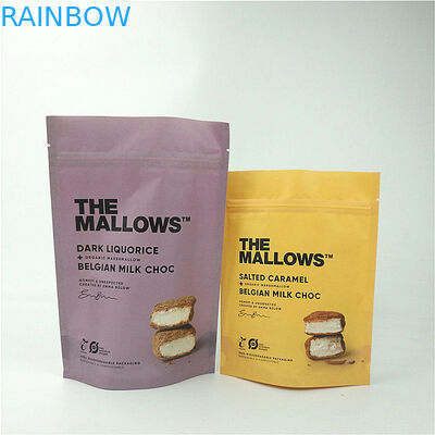 Atıştırmalıklar Sütlü Çikolata Kraft Kağıt Stand Up Pouch Lamine MOPP PET PE