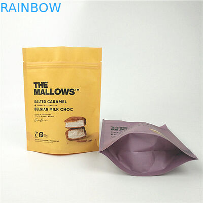 Atıştırmalıklar Sütlü Çikolata Kraft Kağıt Stand Up Pouch Lamine MOPP PET PE