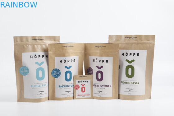 Özel Biyobozunur PLA Kraft Kağıt Fermuar Kılıfı Stand Up Çay Gıda Ambalajı