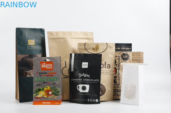 Özel Biyobozunur PLA Kraft Kağıt Fermuar Kılıfı Stand Up Çay Gıda Ambalajı