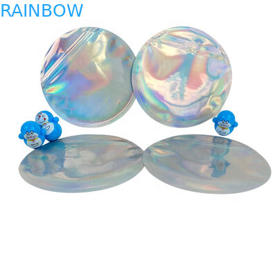 Daire Hologram Mylar Fermuar Folyo Kılıfı Ambalaj 3.5g 4 İnç 5 İnç Çapı
