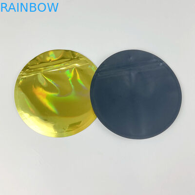 Düz Plack Hologram Kilitli Folyo Çanta Ambalaj Yenilebilir Yuvarlak Daire Mylar Kılıfı