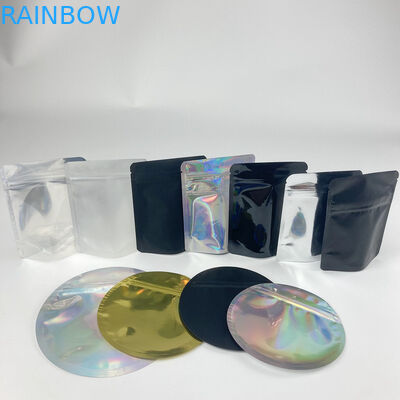 Çocuklara Dayanıklı Daire Holografik Kese Çanta Alüminyum Folyo Çiçek Tohumları Mylar Çıkış Çantaları