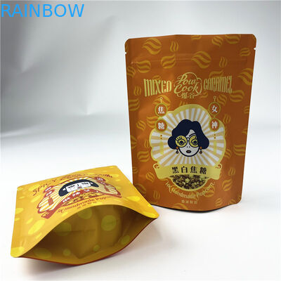 Baskılı Snack Protein Bar Patlamış Mısır Mylar Kilitli Torbalar Plastik Gıda Paketi 250g