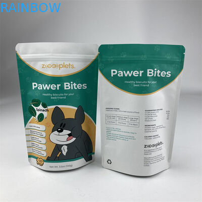 Geri Dönüşümlü Özelleştirilmiş Yeniden Kapanabilir Stand Up Torbalar Evcil Hayvan Maması Kahverengi Kraft Kağıt Torbalar