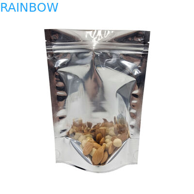 CMYK Alüminyum Folyo Ambalaj Mylar Doypac Şeffaf Pencere Ön Gümüş Arka Stand Up Açılıp Kapanabilir