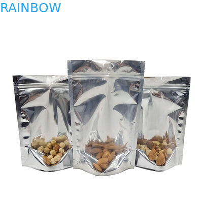 CMYK Alüminyum Folyo Ambalaj Mylar Doypac Şeffaf Pencere Ön Gümüş Arka Stand Up Açılıp Kapanabilir