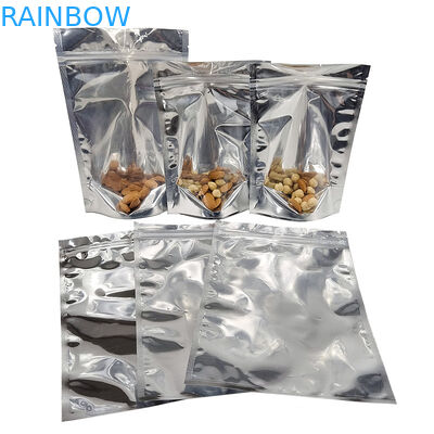 CMYK Alüminyum Folyo Ambalaj Mylar Doypac Şeffaf Pencere Ön Gümüş Arka Stand Up Açılıp Kapanabilir