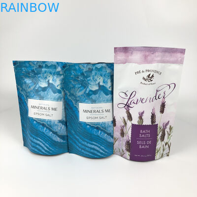 Banyo Emmek İçin Baskılı Yeniden Kullanılabilir Paketlenmiş Torbalar Stand Up Alüminyum Fermuar Mat Mavi Mylar