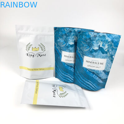 Banyo Emmek İçin Baskılı Yeniden Kullanılabilir Paketlenmiş Torbalar Stand Up Alüminyum Fermuar Mat Mavi Mylar