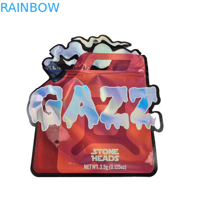 3.5g Mühürlü Koku Geçirmez Mylar Çantalar Özel Baskılı Benzersiz Özel Kalıp Kesim Düzensiz Şekilli