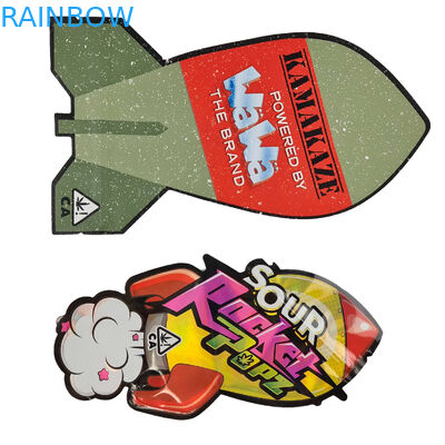 3.5g Mühürlü Koku Geçirmez Mylar Çantalar Özel Baskılı Benzersiz Özel Kalıp Kesim Düzensiz Şekilli