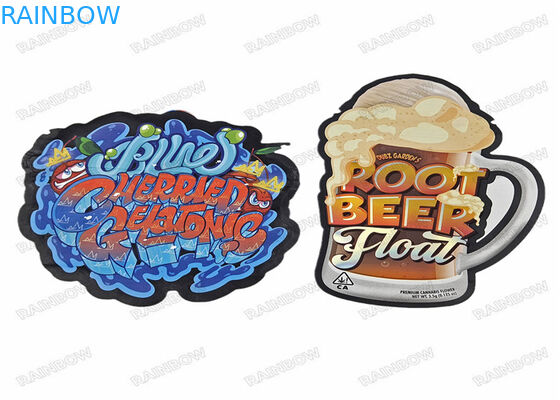 Özel Baskılı Plastik Çocuklara Dayanıklı Tasarım Stand Up Holografik 3.5g Düzensiz Özel Şekilli Fermuar Kalıp Kesim Mylar Çantalar