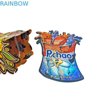 Özel Özel Şekilli Çocukların Açamayacağı Fermuar 3.5g Snack Paketleme Düzensiz Kalıp Kesim Mylar Çanta