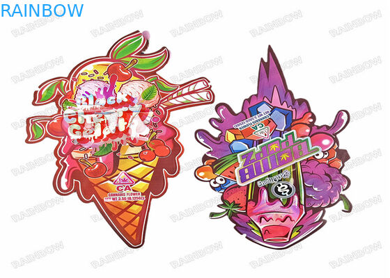 Özel Şekilli Yumuşak Dokunuşlu gıda ambalajı 3.5g Mylar Koku Korumalı Kalıp Kesim Düzensiz Torbalar