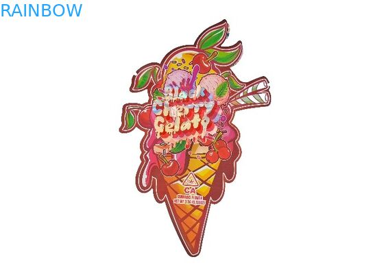 Plastik Çocukların Açamayacağı 3.5g Hologram Mylar Kilitli Torbalar Kalıp Kesim Düzensiz Özel Şekilli