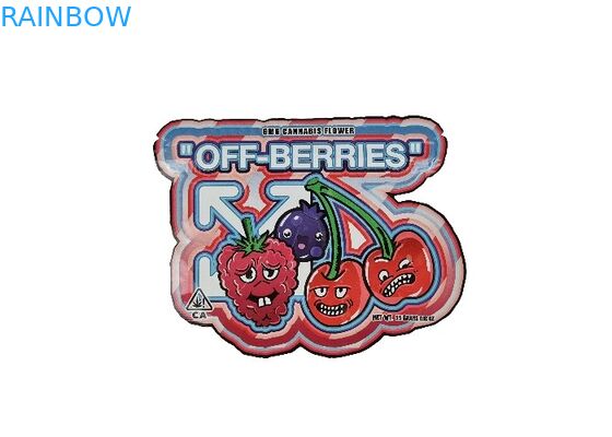 Plastik Çocukların Açamayacağı 3.5g Hologram Mylar Kilitli Torbalar Kalıp Kesim Düzensiz Özel Şekilli