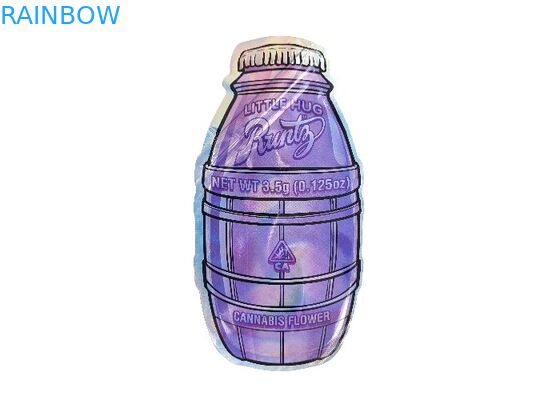 Özel Baskılı 3.5g 0.125oz Koku Geçirmez Kilitli Mylar Çantalar Özel Kalıp Kesim Düzensiz Şekil