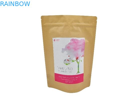 Biyobozunur Stand Up Torbalar Özel Tasarım Kraft Kağıt Kahve Paketleme Torbaları