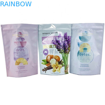Özel Dijital Baskı Özel Etiket Spa Hediye Doğal Epsom Tuz Banyo Tuzları 250g vücut fırçası için Mylar Torba Paketleme Çantası