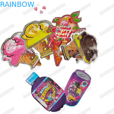3.5g Custom Die Cut Bags Kokusuz Fermuar Çantaları Mylar çantaları Çocuk Dayanıklı Fermuar Çantaları Kurabiyeler için Gummies Paketleme