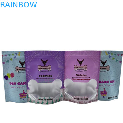 Uzun süreli evcil hayvan yiyecekleri saklama için CMYK renklerindeki fermuarlı evcil hayvan yemek torbası