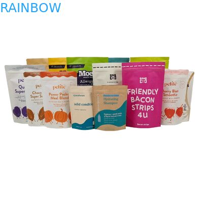 Özel Logo Yazdırılmış Biyolojik Bozulabilir % 100 Çuval Paketleme Tekrar Kullanılabilir Ayağa Kalk Plastik Torbalar Doypack Ziplock ile