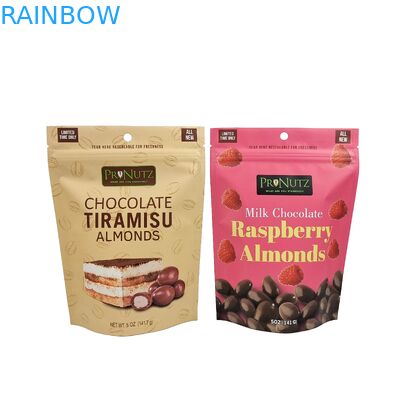 Matt Özel Logo Baskılı Kalkın Cüzdan Alüminyum Folyo Çikolata Gıda Paketleri Kalkın Fermuar Torbası