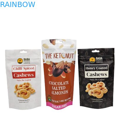Custom Stand Up Zipper Cashew Fındık Çikolata Gıda Poşeti Alüminyum Folyo Zip Kilitleme Paket Çantası
