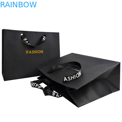Özel Marka Logo Lüks Siyah Kağıt Giyim Paket hediye Alışveriş Çantası Kağıt Paket