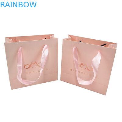 Özel baskı Logo zarif beyaz siyah hediye kağıt çantaları lüks giyim butik kağıt alışveriş çantası kurdele sapı ile