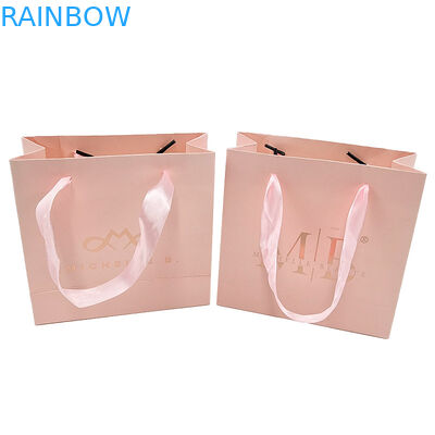 Özel baskı Logo zarif beyaz siyah hediye kağıt çantaları lüks giyim butik kağıt alışveriş çantası kurdele sapı ile