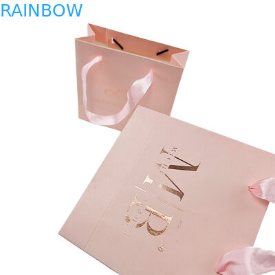 Özel baskı Logo zarif beyaz siyah hediye kağıt çantaları lüks giyim butik kağıt alışveriş çantası kurdele sapı ile