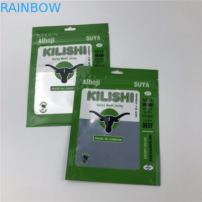 Folyo üç taraflı mühürlü fermuar düz sığır eti yumuşak plastik ambalaj torbaları