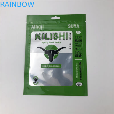 Folyo üç taraflı mühürlü fermuar düz sığır eti yumuşak plastik ambalaj torbaları