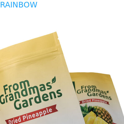 Toptan Biyodegradable Geri Dönüştürülebilir Kraft Kağıt Torba Gıda Sınıfı Kurutulmuş Ananas için Stand Up Pocket
