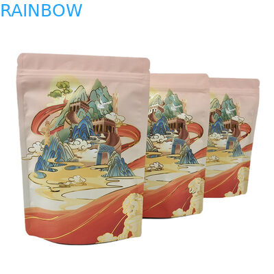 Gıda için fermuarlı özel ayağa kalkan poşet Alüminyum folyo kuru meyve atıştırmalığı şeker için yumuşak dokunma Mylar poşeti