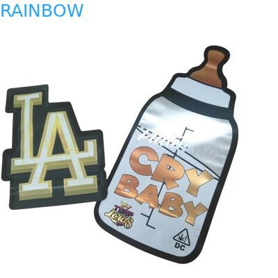 Özel Basılmış Çocuk Kanıtlı Ziplock Holografik Ölü Kesim Mylar Çantası 3.5g Özel Şekil Sakızlı Şekerli Yiyebilir Paket Çantası