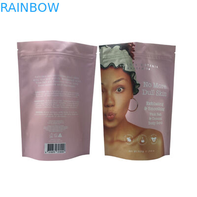 Mat basılı yeniden kilitlenebilir ambalaj çantası fermuar kilitli plastik banyo tuzlu vücut fırçası fermuarlı ayakta duran poşet