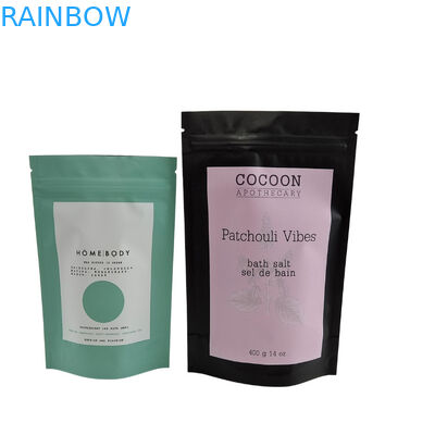 Geri dönüştürülebilir zip kilitli ayağa kalkan poşet alüminyum folyo vücut fırçalama Spa banyo ıslatma deniz tuzu biyolojik ayrışan plastik ambalaj