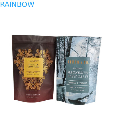 Özel Logo Yazdırma Ziplock Poşet Vücut Makyaj Sabun Banyo Bomba Paketleme Alüminyum Folyo Poşet Plastik Zipper Banyo Tuz Torbaları